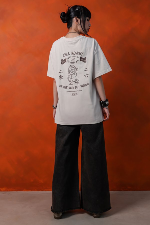 Chill Monkey Tee in Stone Beige