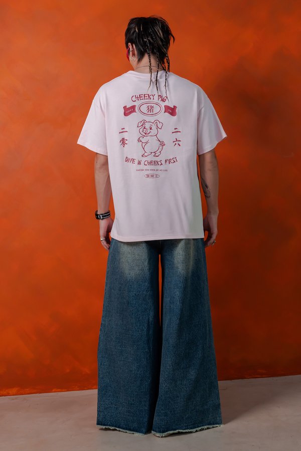 Cheeky Pig Tee in Strawberry Pink