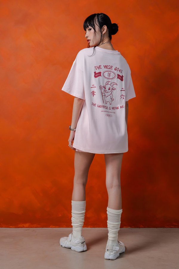 The Wise Goat Tee in Strawberry Pink