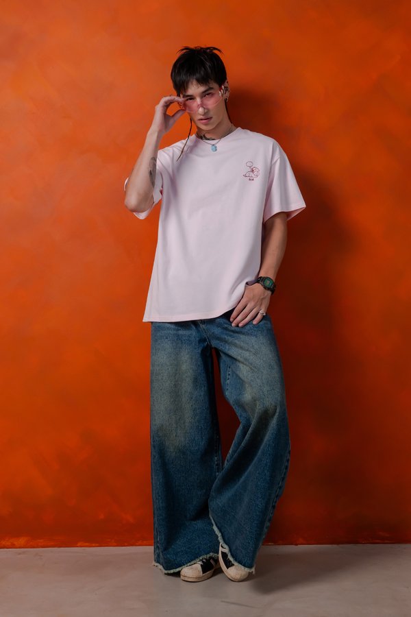 Daydreaming Dog Tee in Strawberry Pink