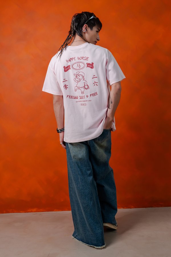 Happy Horse Tee in Strawberry Pink
