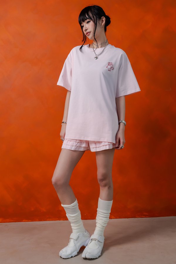 Sleepy Tiger Tee in Strawberry Pink
