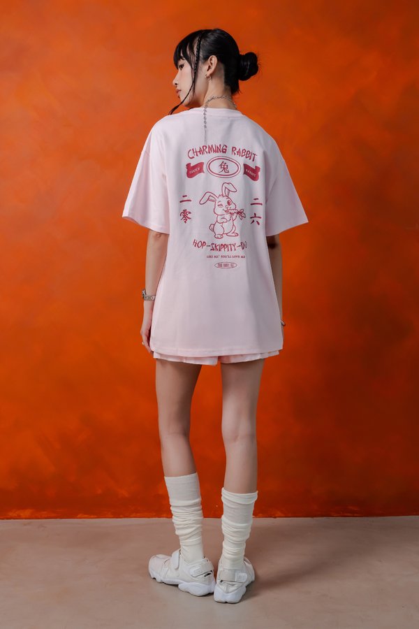 Charming Rabbit Tee in Strawberry Pink