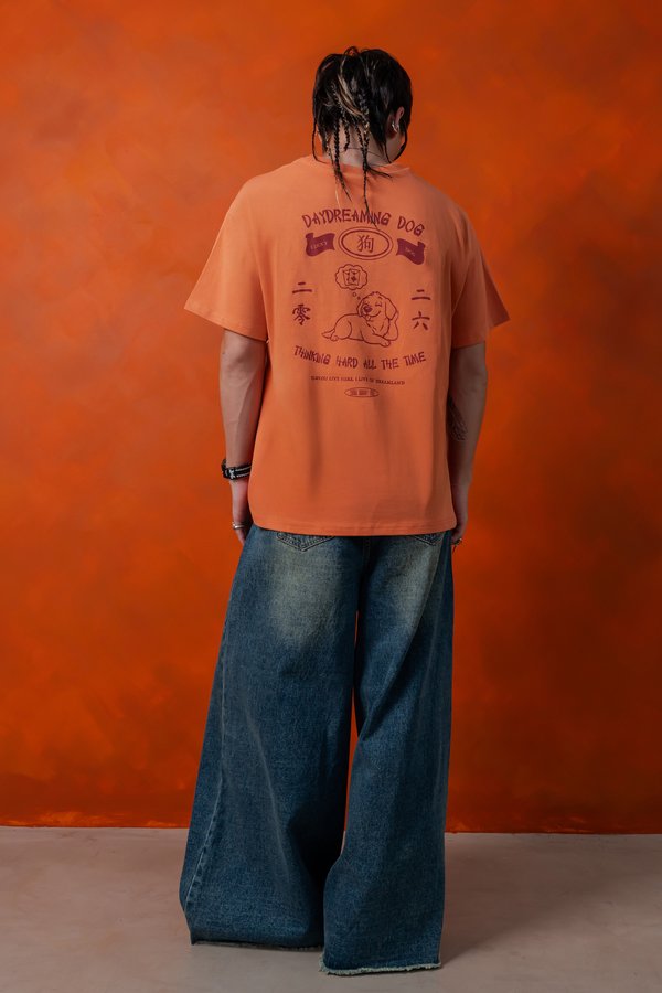 Daydreaming Dog Tee in Tangerine