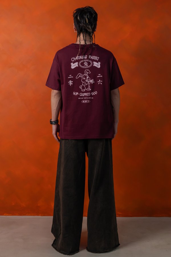 Charming Rabbit Tee in Dark Carmine