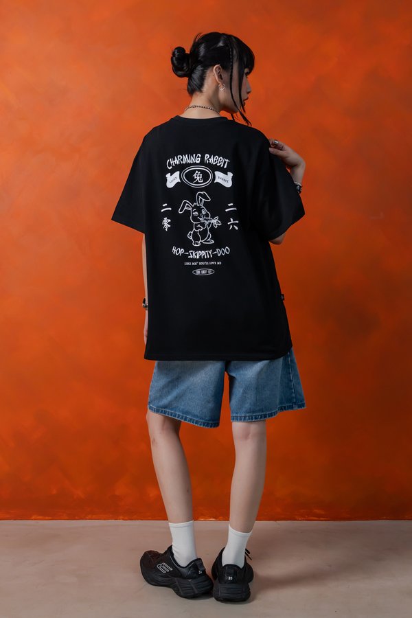 Charming Rabbit Tee in Black
