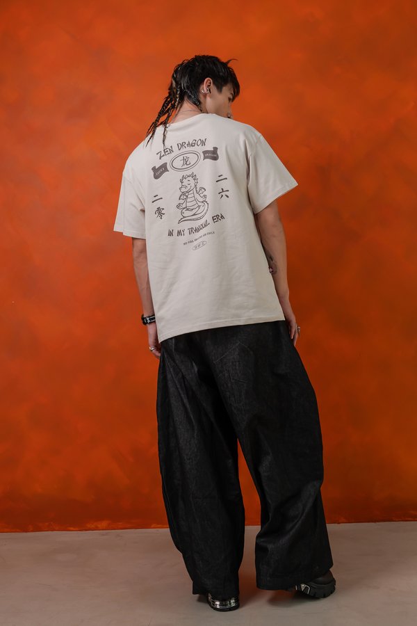 Zen Dragon Tee in Stone Beige