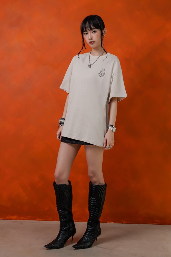 Zen Dragon Tee in Stone Beige