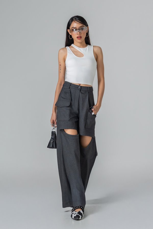 Divided Pinstripe Pants in Black