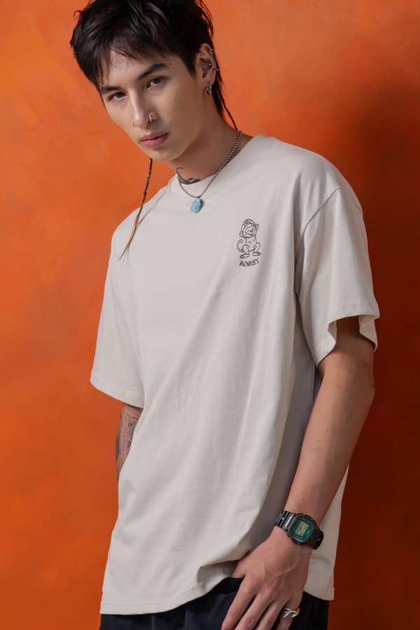 Chill Monkey Tee in Stone Beige