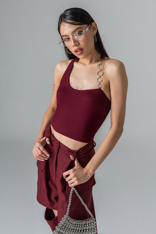 Ring Bearer Halter Top in Wine Red