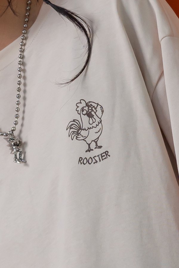Confused Rooster Tee in Stone Beige
