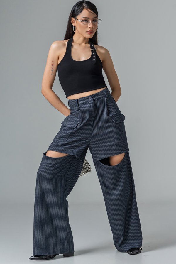 Divided Pinstripe Pants in Navy