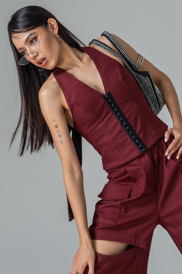 Veil Two Way Vest Top in Huat Red