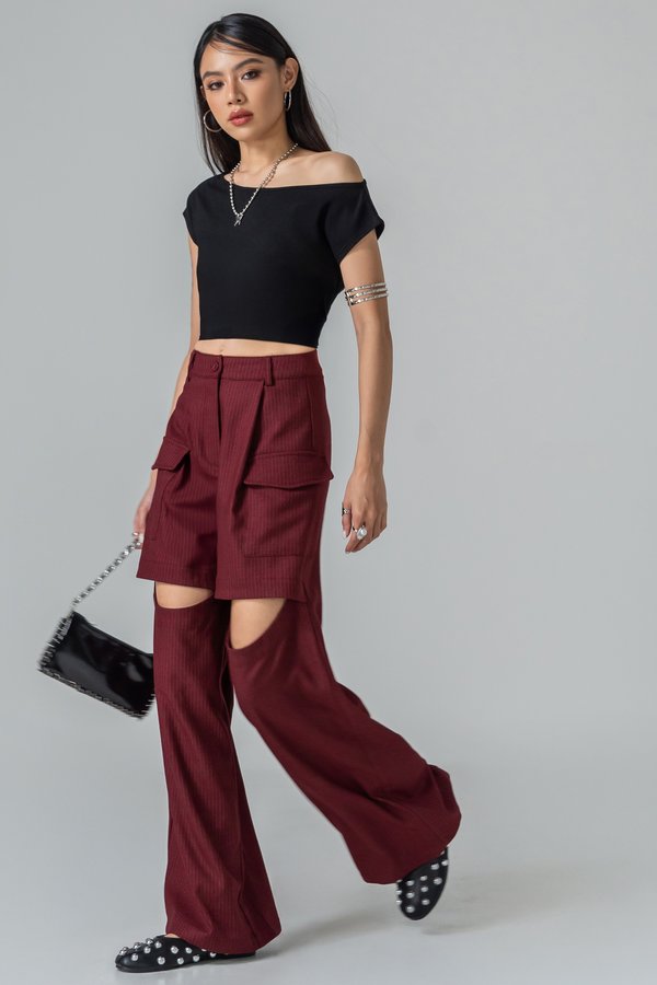 Divided Pinstripe Pants in Huat Red