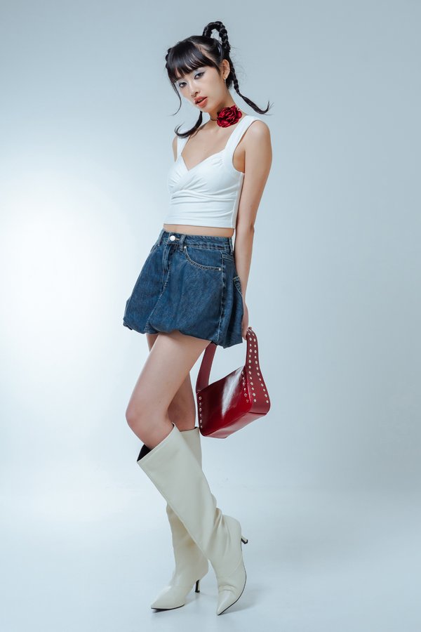 Blessin' Bubble Denim Mini Skirt in Vintage Wash