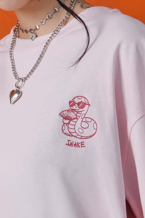 Sassy Snake Tee in Strawberry Pink