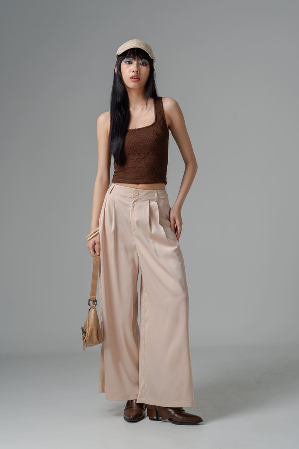 Focal Satin Flare Pants in Champagne