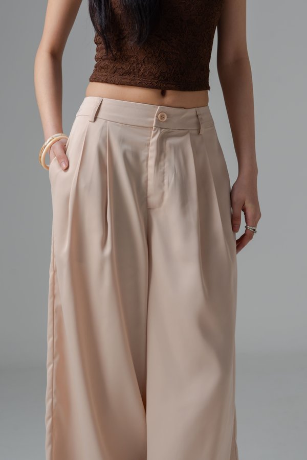 Focal Satin Flare Pants in Champagne