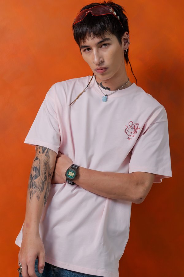 Mischievous Rat Tee in Strawberry Pink