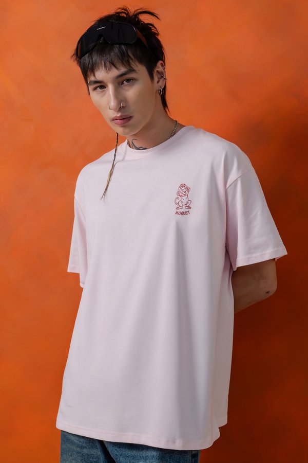 Chill Monkey Tee in Strawberry Pink