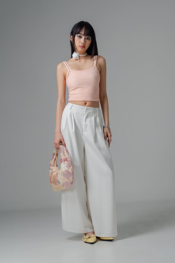 Focal Satin Flare Pants in White