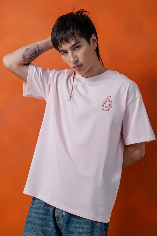 Zen Dragon Tee in Strawberry Pink