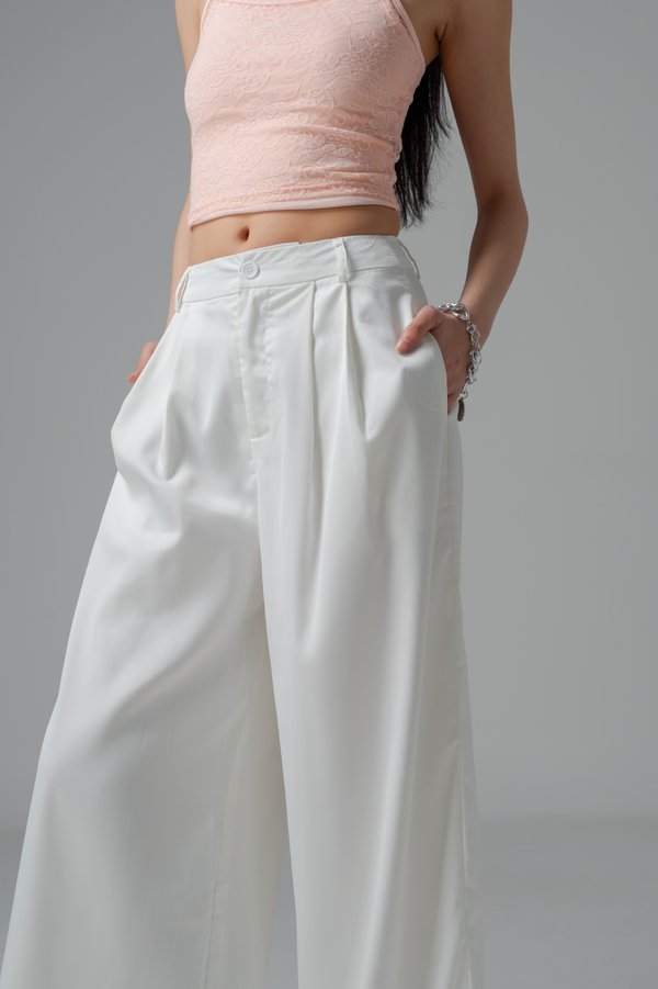 Focal Satin Flare Pants in White