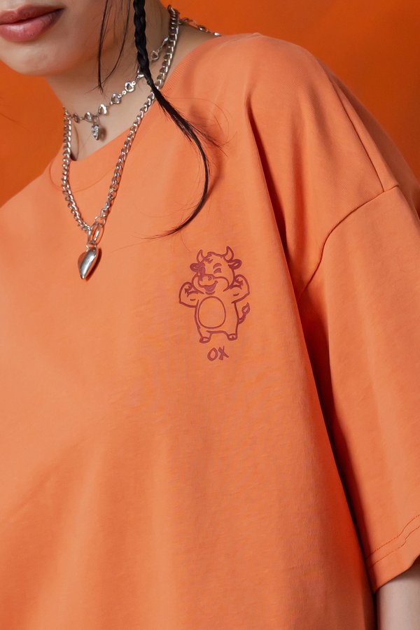 Buff Ox Tee in Tangerine