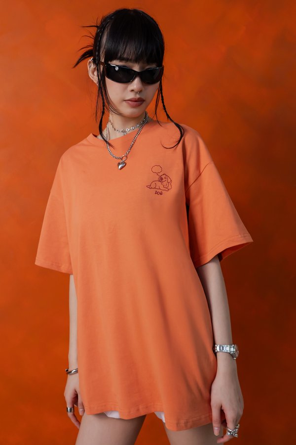 Daydreaming Dog Tee in Tangerine