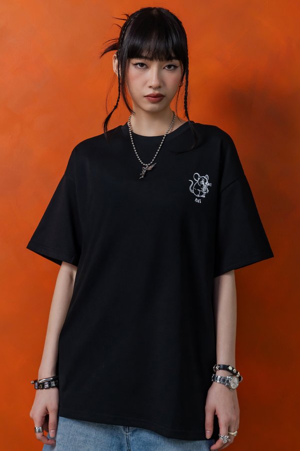 Mischievous Rat Tee in Black