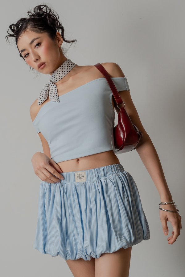 Blown Bubble Shorts in Baby Blue Stripes