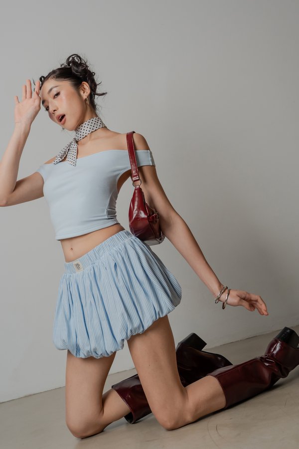Blown Bubble Shorts in Baby Blue Stripes
