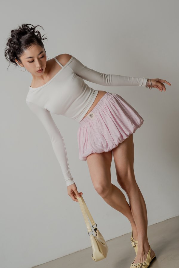 Blown Bubble Shorts in Baby Pink Stripes