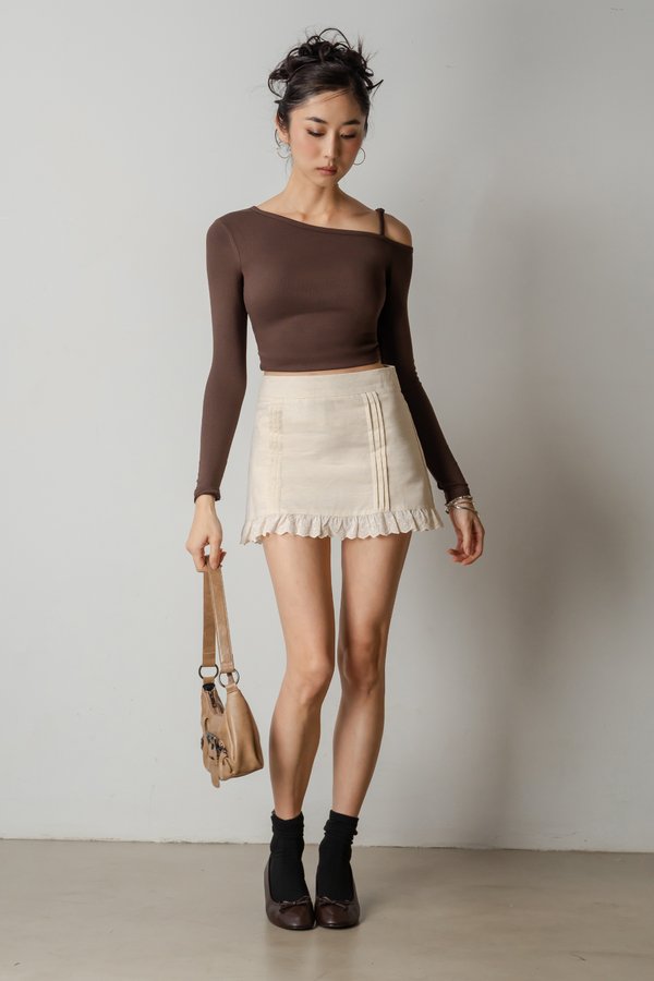 Weekender Pleated Linen Skirt In Beige