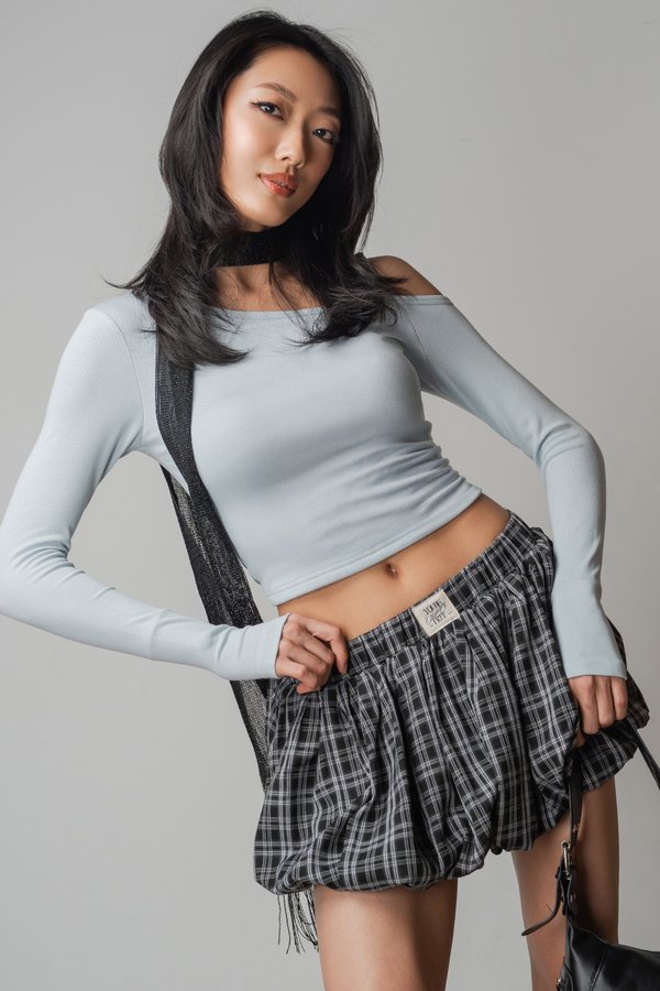 Blown Bubble Shorts in Faded Black Checkered