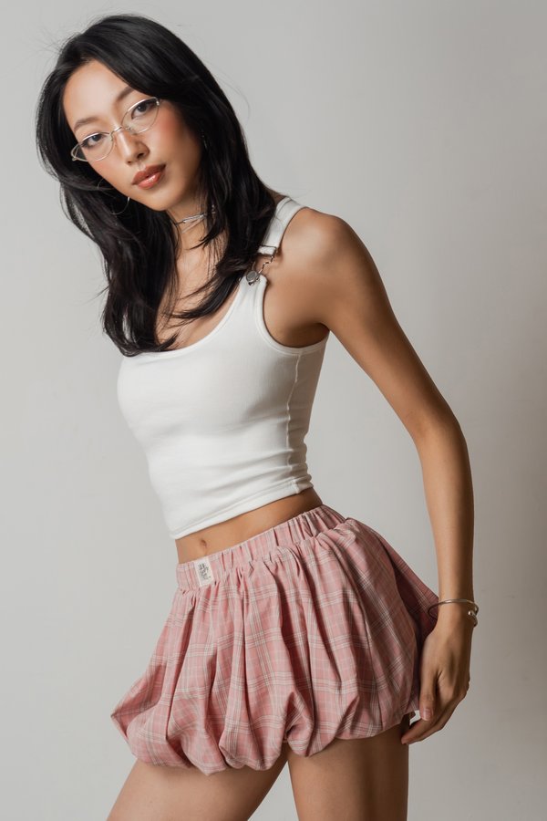 Blown Bubble Shorts in Pink Grey Checkered