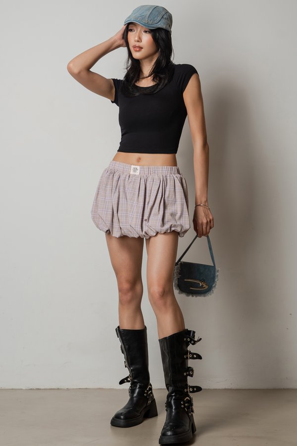Blown Bubble Shorts in Lavender Grey Checkered