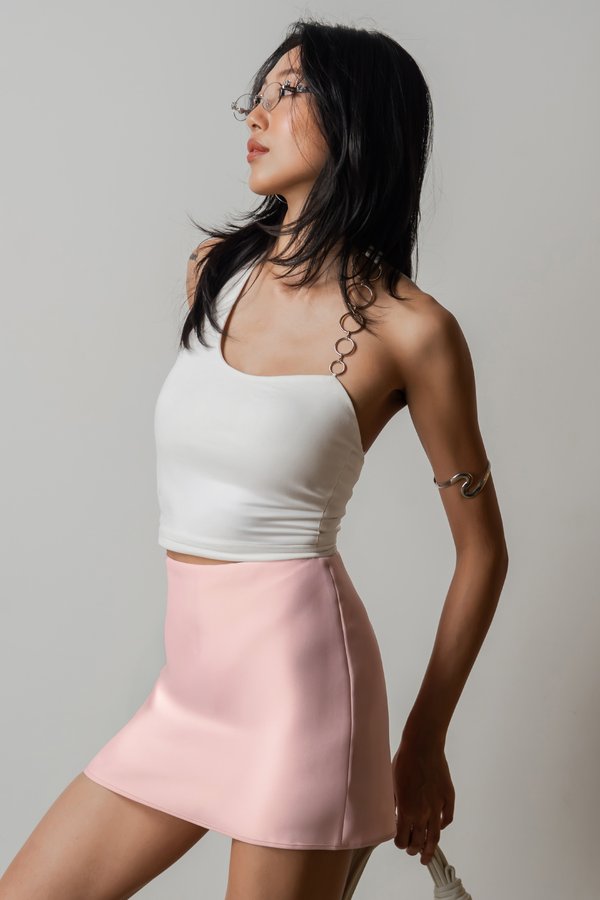 Luxe Satin Mini Skirt In Taffy Pink