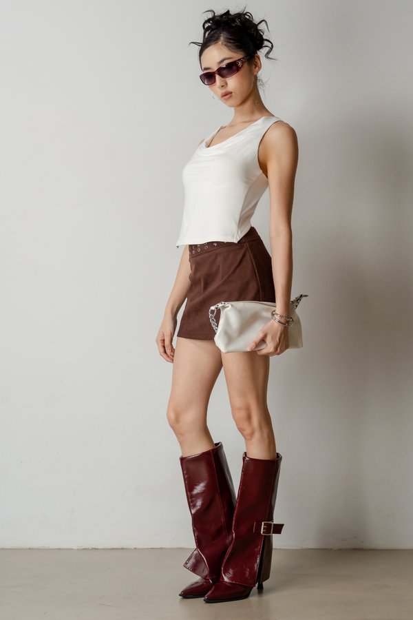 Cloak Racer Buckle Top In White