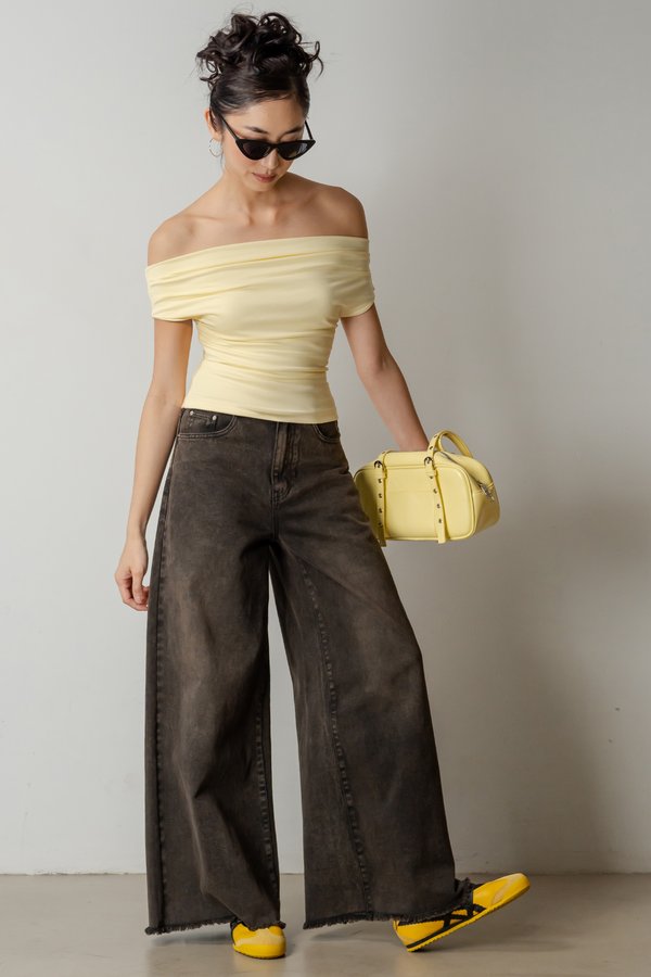 Luster Off Shoulder Top In Butter Yellow