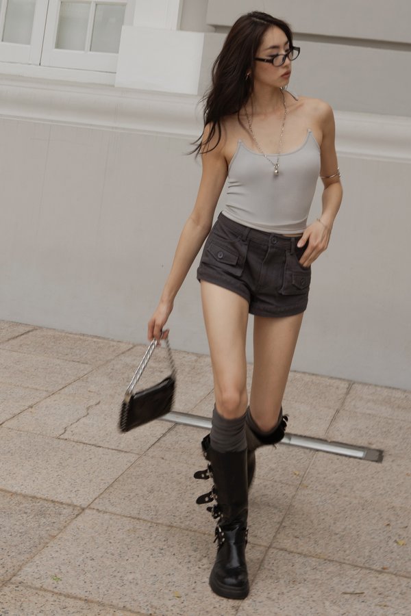 2000's Mid Waist Cargo Shorts In Smoke Grey