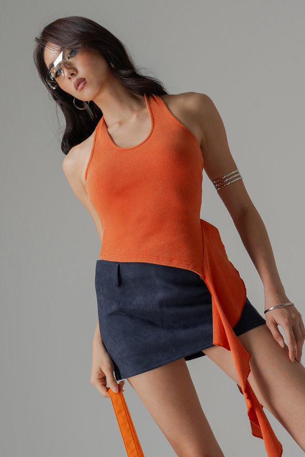 Twilly Halter Tank Top In Tangerine