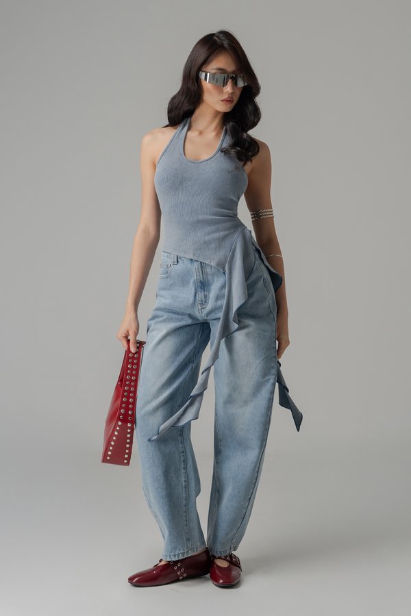 Twilly Halter Tank Top In Acid Blue