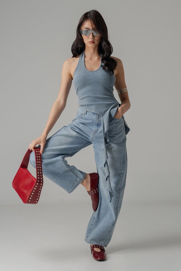 Twilly Halter Tank Top In Acid Blue