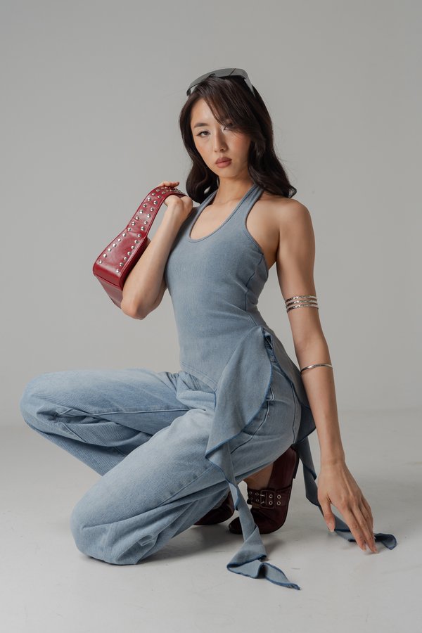 Twilly Halter Tank Top In Acid Blue