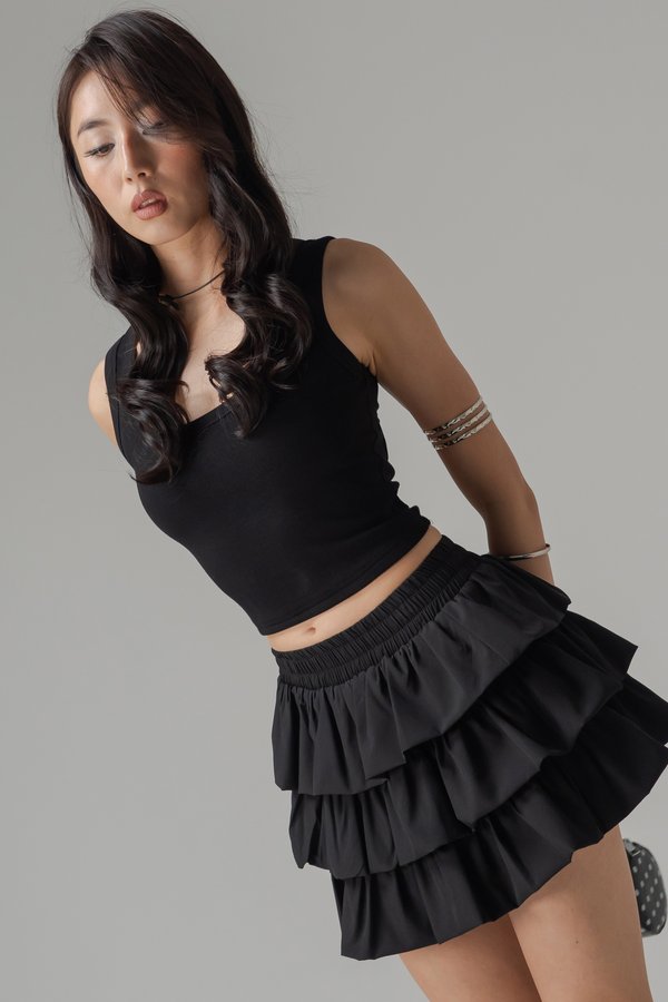 Poofy Layered Bubble Skirt In Black