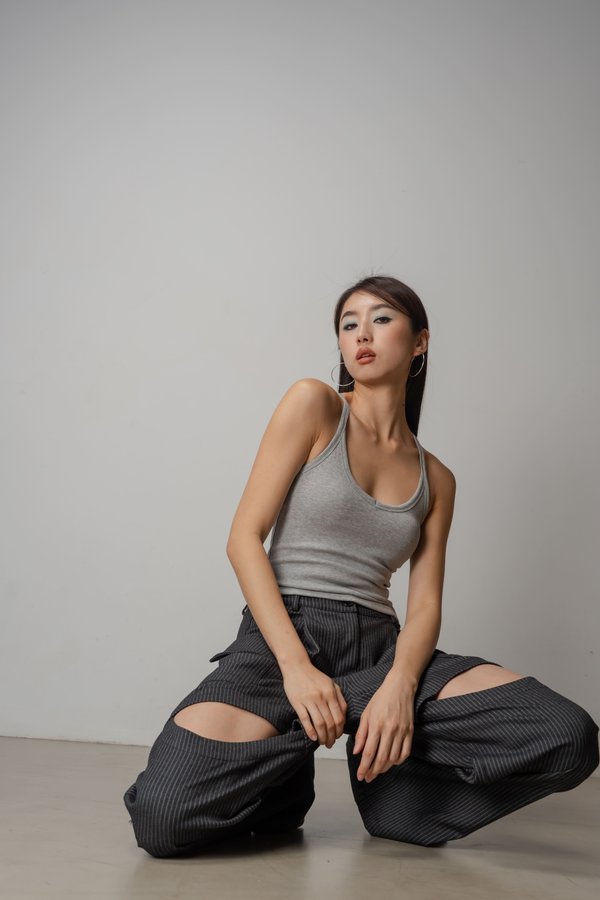 X Crossback Basic Top In Jersey Grey