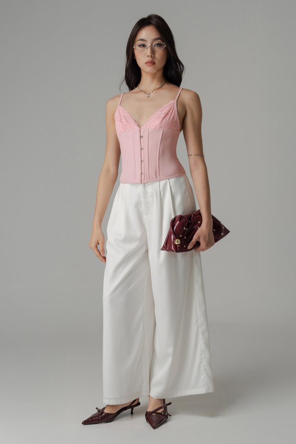 Rhythm Lace Corset Top In Fade Pink