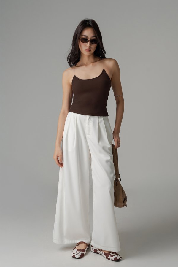 Phantom Ribbed Padded Racer Top in Cocoa Brown